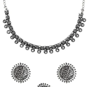 Yellow Chimes Oxidised Necklace Set