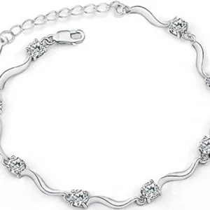 Shining Diva Fashion Latest AAA Crystal Silver Plated Bracelet for Women and Girls